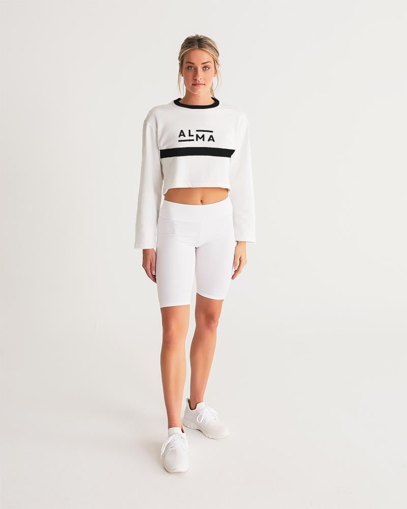 ALMA B/W Ladies Cropped Sweat Shirt