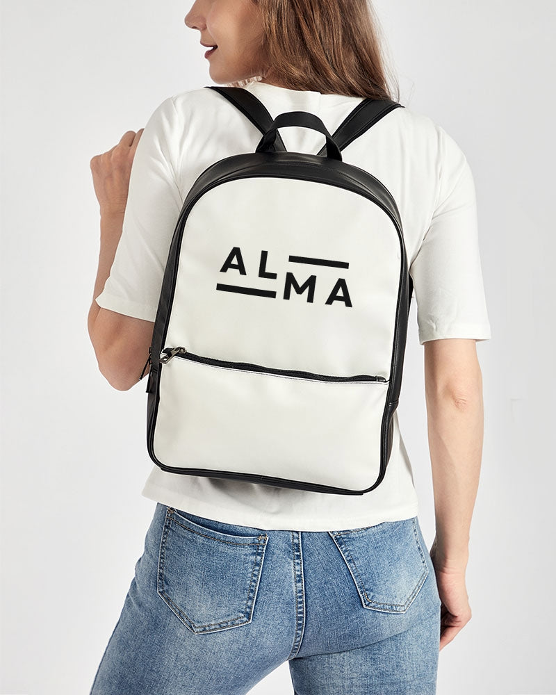 ALMA B/W Classic Faux Leather Backpack