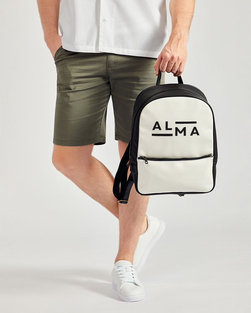 ALMA B/W Classic Faux Leather Backpack