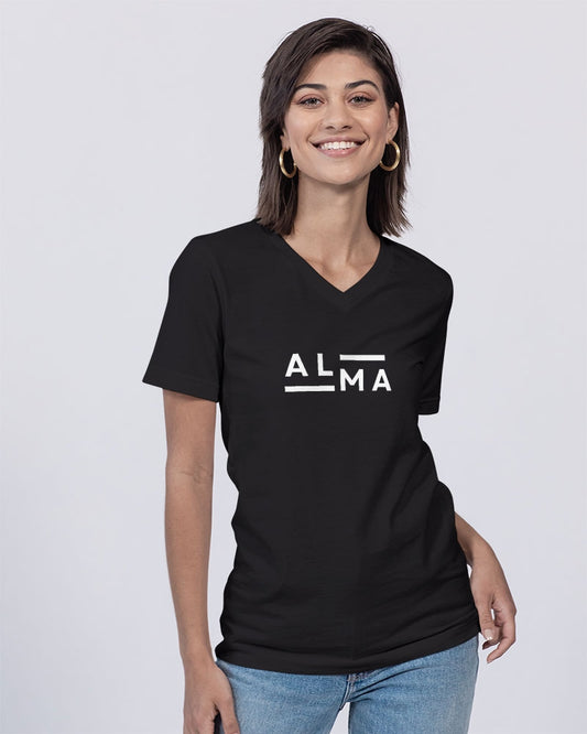 ALMA B/W Unisex Jersey V-Neck Tee