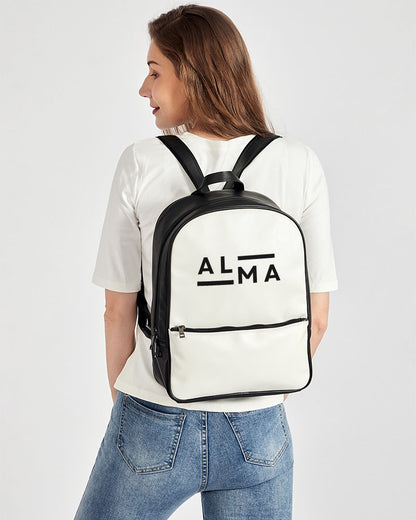 ALMA B/W Classic Faux Leather Backpack